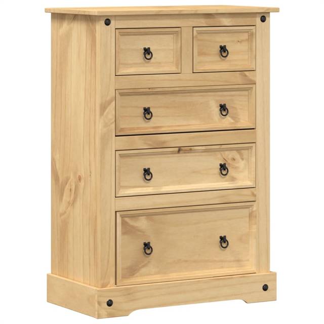 vidaXL Chest of Drawers Corona 80x43x114 cm Solid Wood Pine - Brown