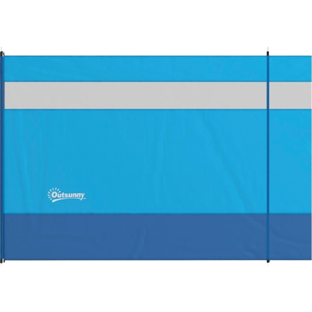 Outsunny Camping Windbreaks w/ Clear Windows and Carry Bag, 725 x 140cm, Blue, Blue