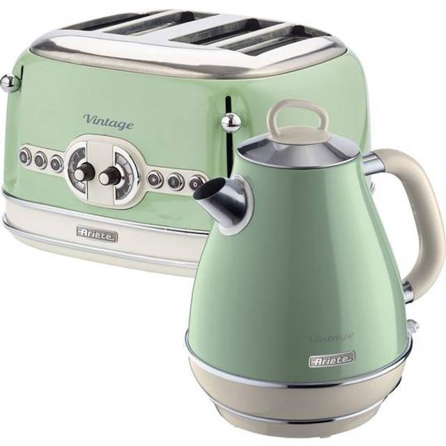 Ariete ARPK20 Vintage Green 1.7L Jug Kettle and 4 Slice Toaster - 4 Slice & 1.7L