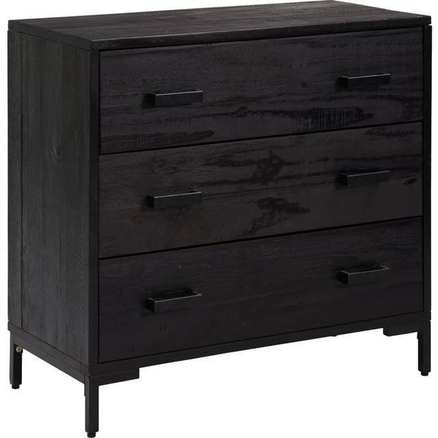 vidaXL Chest of Drawers Black 75x35x70 cm Solid Pinewood