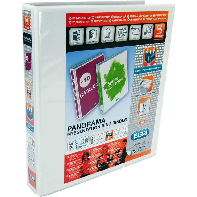 Elba Panorama 25mm 4 D-Ring Presentation Binder A4 White 400008416