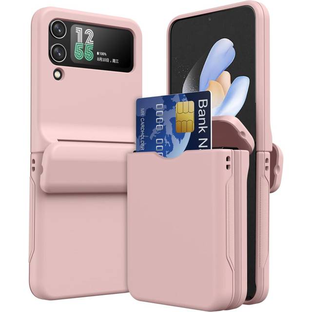 Samsung Galaxy Z Flip 4 Card Holder Case [2x Card Wallet Case] Premium Hybrid Tough Rugged Protective Bumper Case [Hinge Cover]