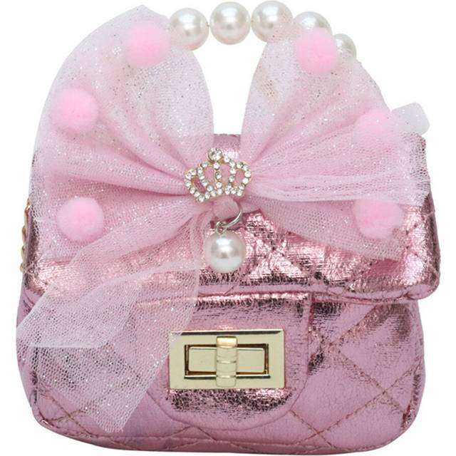 Korean Style Kids Mini Pures and Bags Cute Girls Bow Crossbody Bag Baby Small Party Pearl Hand Bags Tote Toddler Coin Pouch