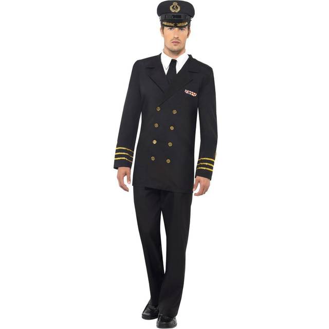 Smiffy's Adult Men's Navy Officer Costume, Jacket, Trousers, Mock Shirt And -