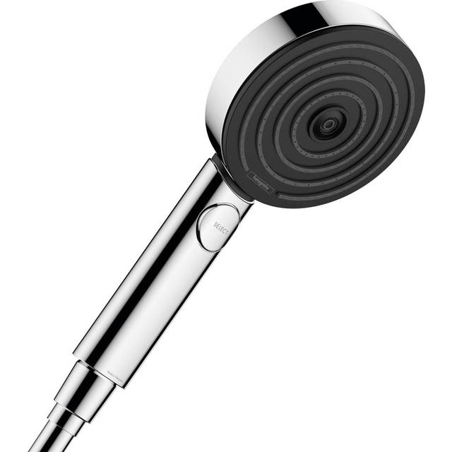 hansgrohe Pulsify Select S - vattenbesparande Duschmunstycke 8,2 l/min (EcoSmart), Handdusch med 3 stråltyper inkl. PowderRain (Relaxation version), runt Duschhuvud (⌀ 105 mm), krom, 24111000