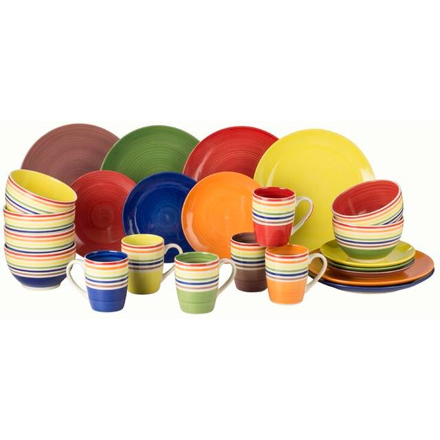 24pc Rainbow Spin Wash Dinner Set