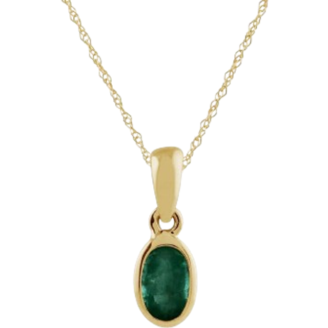 Classic Oval Emerald Pendant in 9ct Yellow Gold