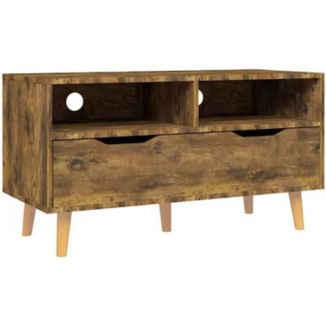 Tv-bänk rökfärgad ek 90x40x48,5 cm konstruerat trä