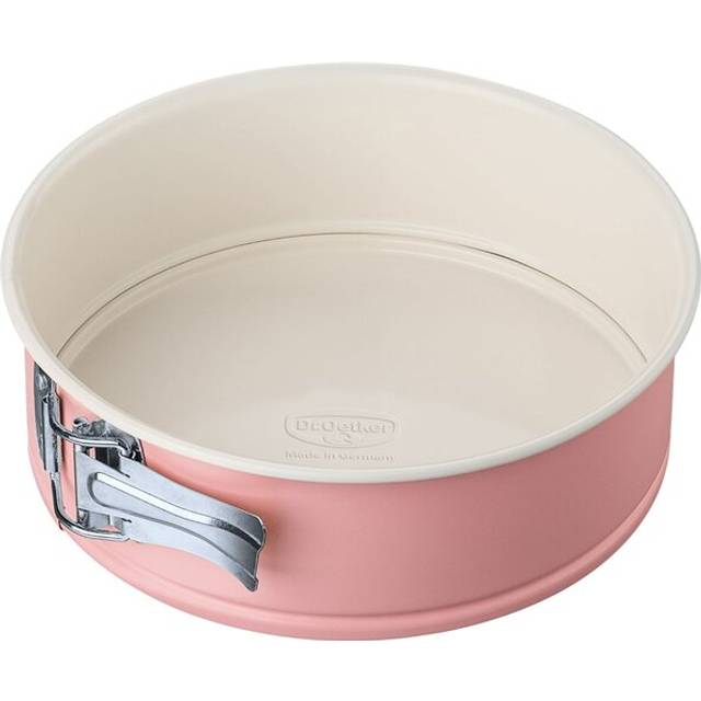 Dr. Oetker 4651 Springform platt botten, rund kakform från modern baking-serien – retrodesign med tvåfärgad, keramiskt förstärkt premium non-stick beläggning rosa/kräm, mängd 1 st, 20 cm