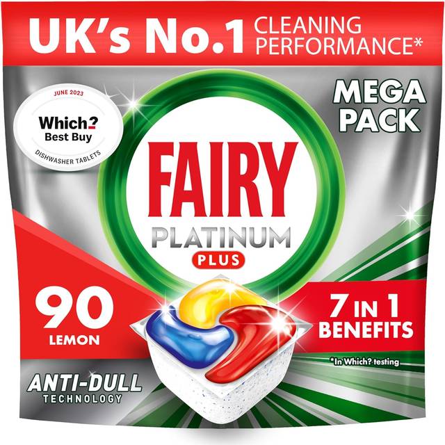 Fairy Platinum Plus All-in-1 108 Dishwasher Tablets, Lemon, Best Cleaning for a Like-New Finish, Fights Grease & Prevents Limescale