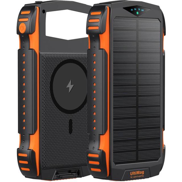 4Smarts Rugged TitanPack UltiMag 20.000 mAh solcelle powerbank, 18W PD & QC, Orange