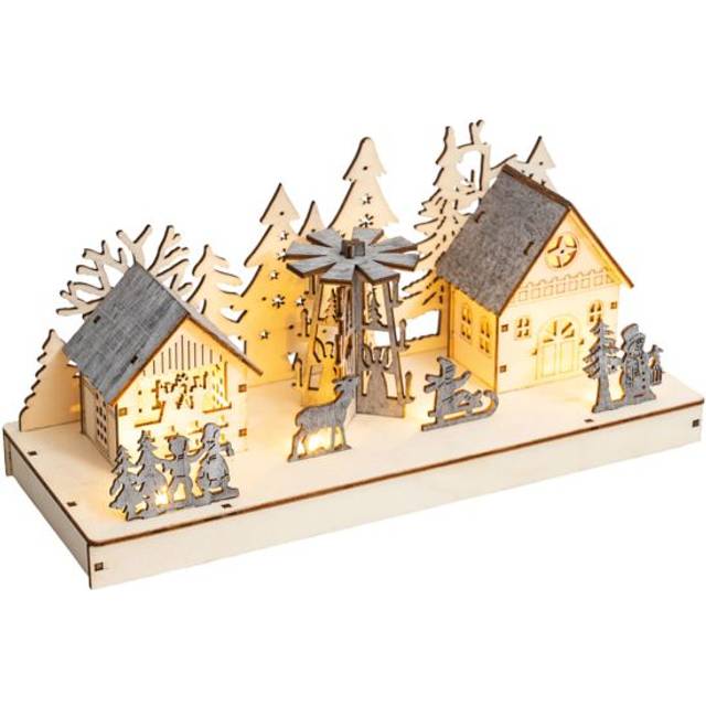 Wooden LED Light Up Festive Christmas Village Scene Decoration