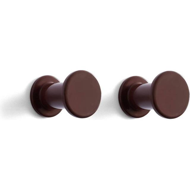 Hay Dark Brown Bolt Round Powder Coated-steel Wall Hooks Pack of Two
