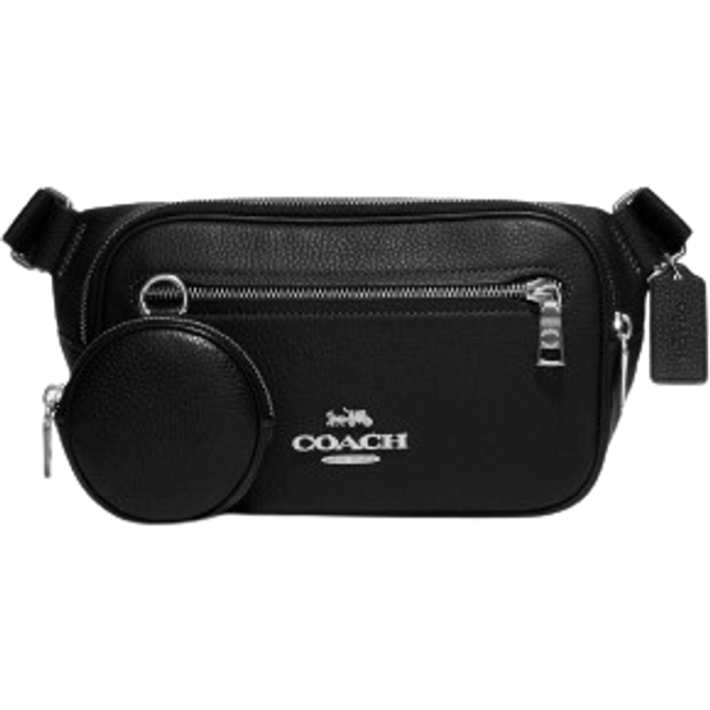 Coach Mens Elias Belt Bag in Pebbled Leather - Black - One Size
