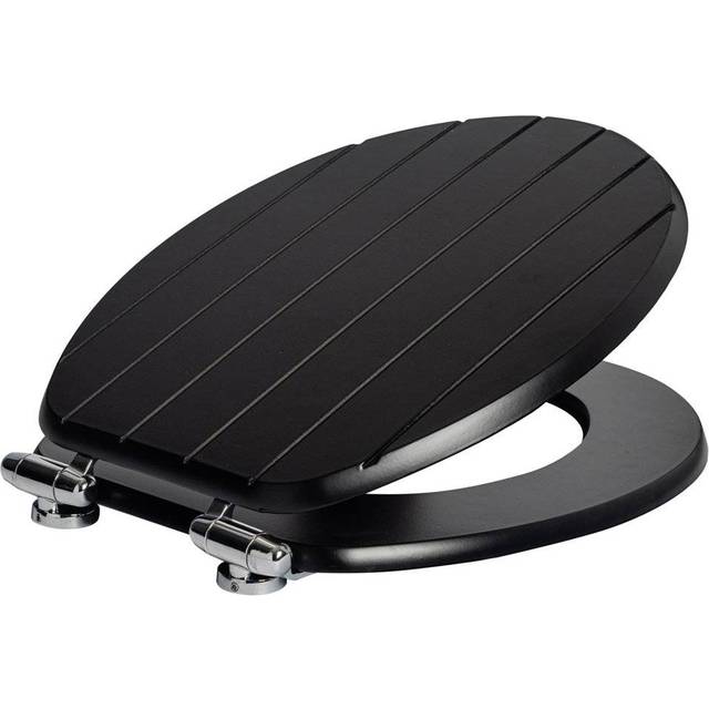 Wooden Antibacterial Soft Close Toilet Seat - Black