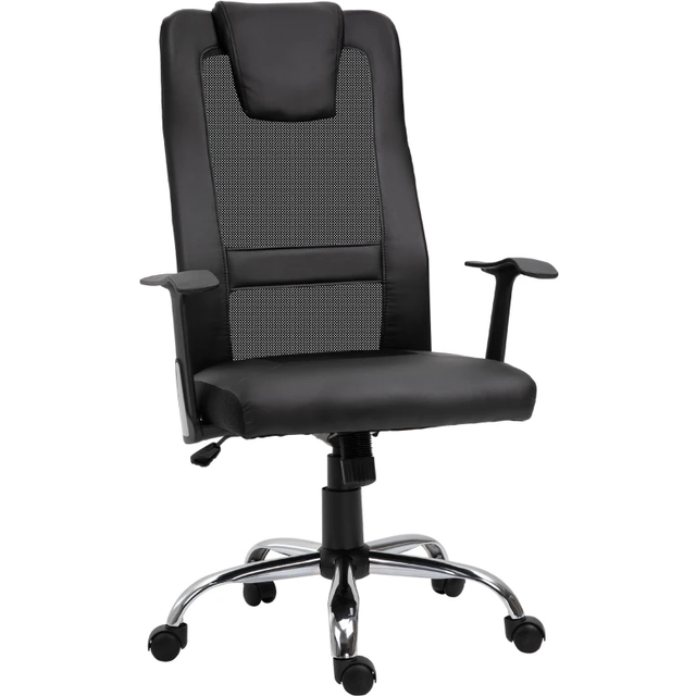 Kontorsstol Höjdjusterbar Ergonomisk Läder Svart