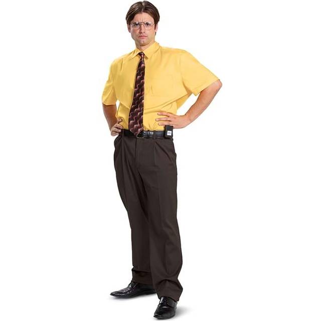 Adult The Office Dwight Costume | The Office Costumes - Yellow&#47;Brown (XL)