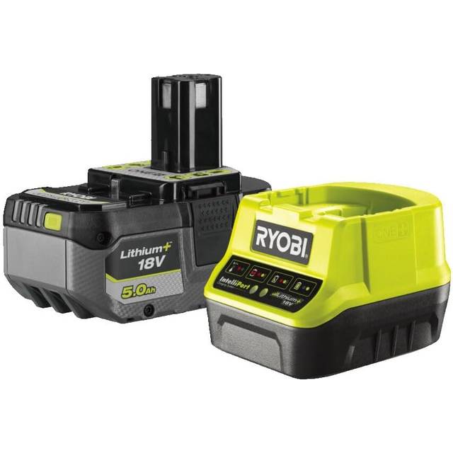 Ryobi batteri med snabbladdare 18 V, 5,0 Ah, ONE+, med överbelastningsskydd och laddningsindikator, RC18120-150