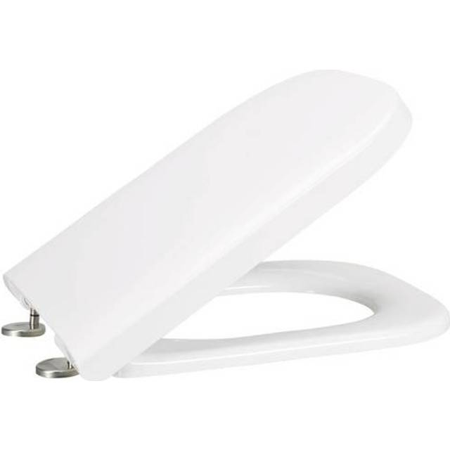 Duravit Toalettsits Happy D.2, toalettlock med automatisk sänkning, toalettlock av Urea Duroplast, med gångjärn i rostfritt stål, vit