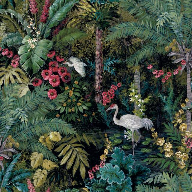 Holden Decor Jungle Paradise Black Wallpaper - Multi - 53cm x 10.05m