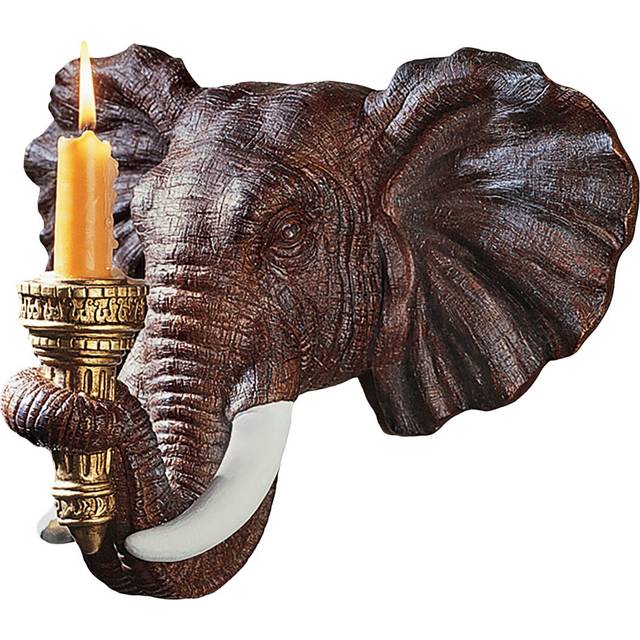 Elephant Sculptural Wall Candle Sconces - Brown (24.13cm H X 31.75cm W X 20.32cm D)