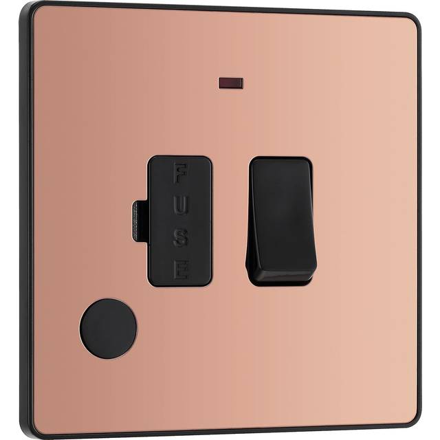 BG Evolve Polished Copper Switched 13A Fused Spur Unit With Power LED Indicator And Flex Outlet - PCDCP52B