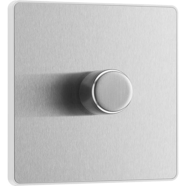 BG Evolve 2 Way Trailing Edge Led Push On / Off 200W Single Dimmer Switch - Brushed Steel