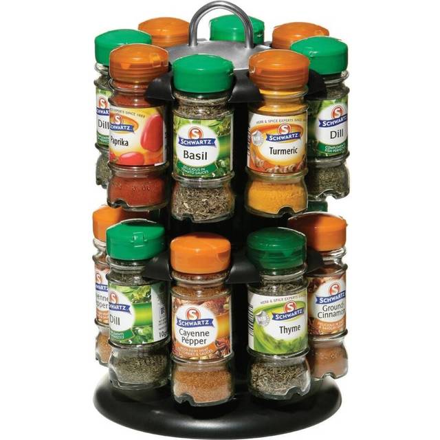 REVOLVING SPICE RACK STORAGE STAND 12 SPICES HERBS WITH CHROME HOLDER