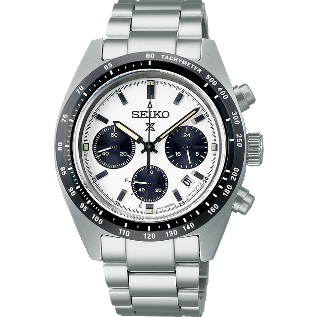 Seiko SSC813P1 Men's Prospex Speedtimer Solar Date Chronograph Bracelet Strap Watch, Silver/Black