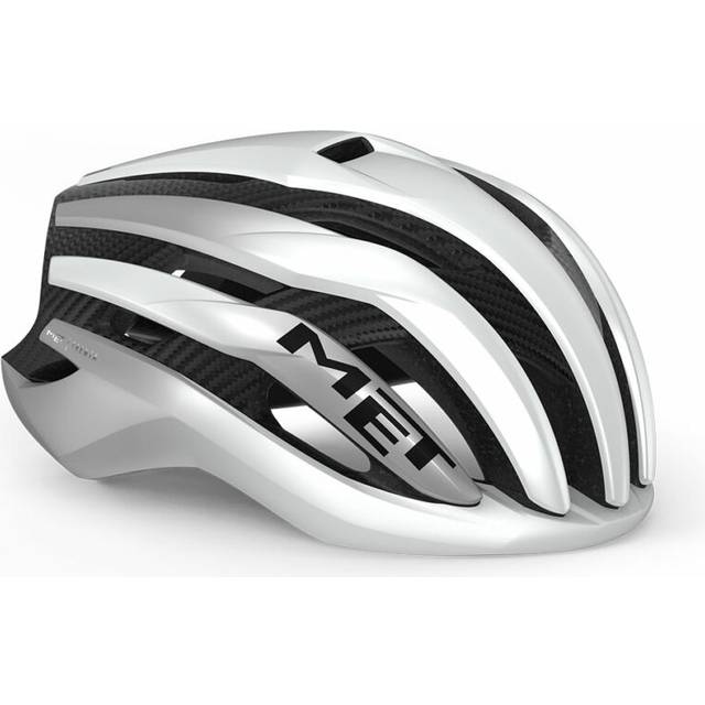 MET Trenta 3K Carbon MIPS White Silver Metal Helmet, Size M (56-58 cm)