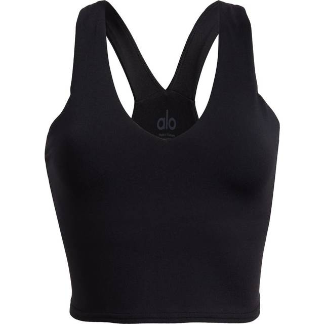 Alo Yoga Womens Black Real V-neck Stretch-woven Bra Xs - BLACK