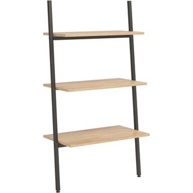 vidaXL 3-Tier Leaning Shelf Light Brown and Black 64x34x116 cm