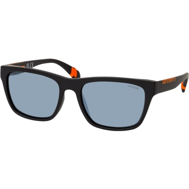 Superdry Rectangle Mens Black Silver Mirror Polarized 5009 - One Size