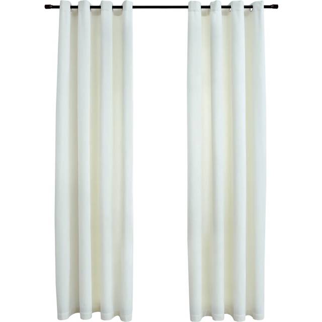 vidaXL Mörkläggningsgardiner med ringar 2st gräddvit sammet 140x245 cm