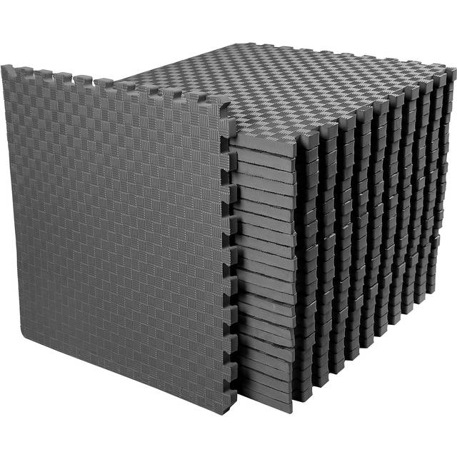 "BalanceFrom Interlocking Puzzle Exercise Mat EVA Foam 1"" thick 24 sq ft - Blue"
