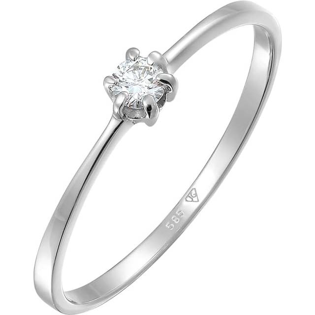 Diamore dam ring förlovning med diamant (0,10 ct) i 585 vitguld, 54, colore: Weiß, cod. 0604530414_54