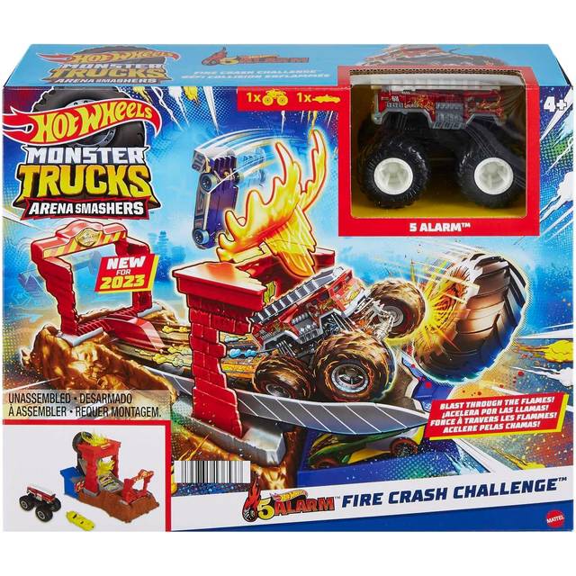 Hot Wheels Monster Trucks Arena Smashers 5 Alarm Fire Crash Challenge Playset