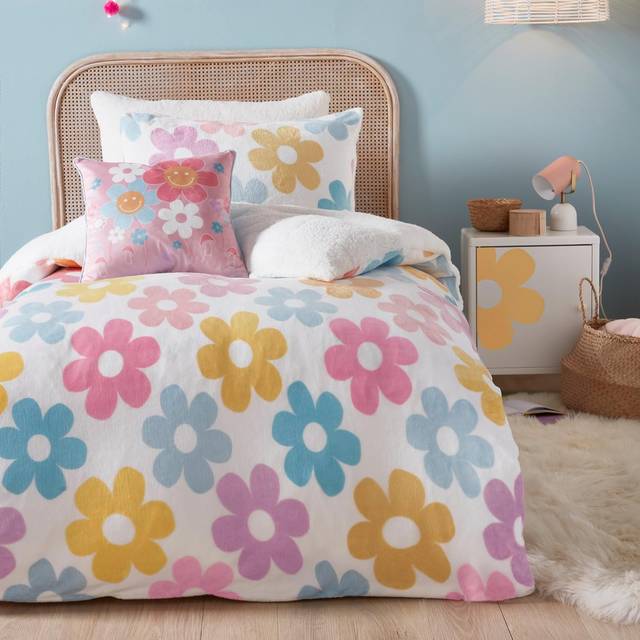 Retro Flower Duvet Cover Set - Multi Colour - Single - Bedlam