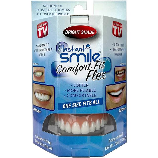 Instant Smile Komfort Fit Flex Kosmetiska Tänder, Ljus Vit Nyans, Bekväm Övre Skal, 1 Storlek Passar de Flesta