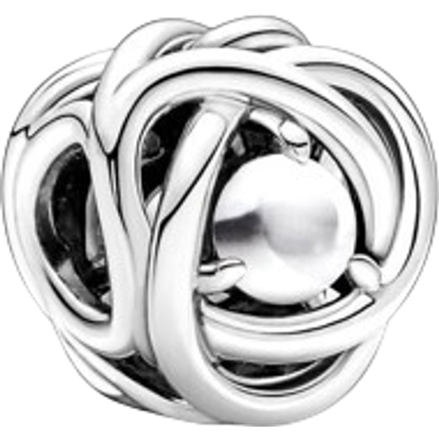 Pandora June White Mother of Pearl Eternity Circle Charm - Sterling silver / Bioresin man-made mother of pearl / White - one size