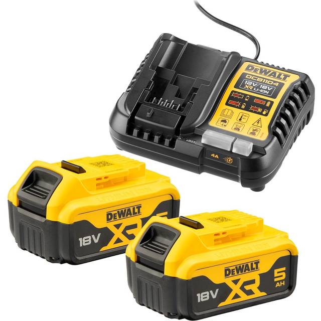 DeWalt DCB1104P2 18V XR Battery Set - 2x 5Ah Batteries & DCB1104 Charger