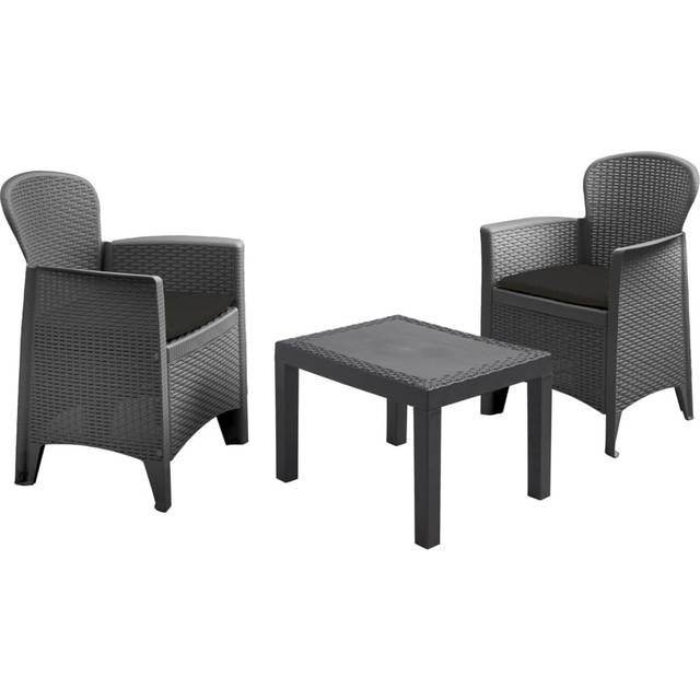 Akita 3 Piece Grey Rattan Effect Garden Set