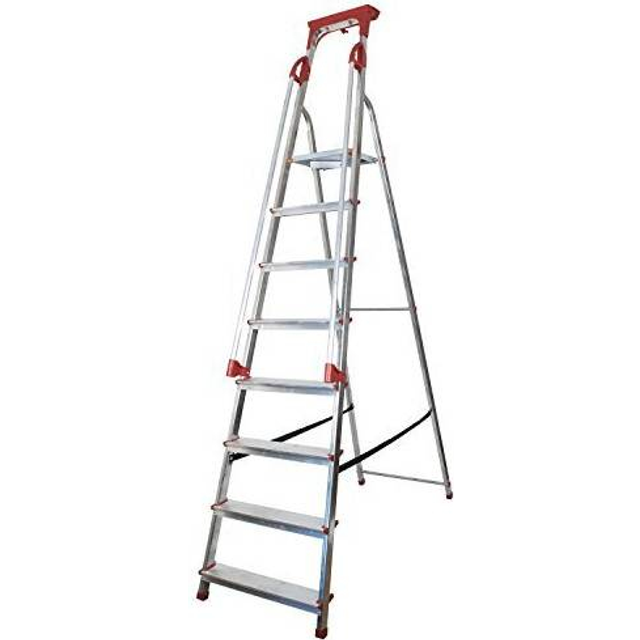 Abbey Aluminium Safety Platform Step Ladder with Handrail & Tool Tray 8 Tread