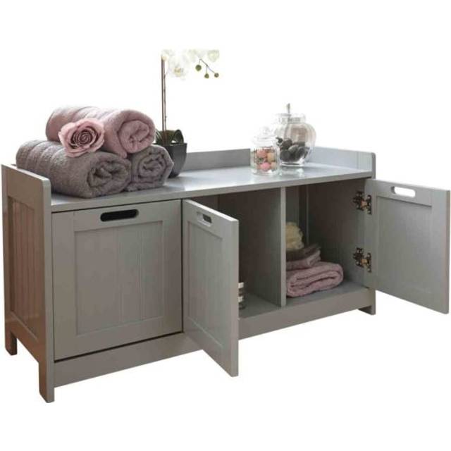 GFW Colonial White 3 Door Bathroom Storage Unit - Grey