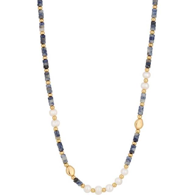 Jon Richard Gold Plated Pearl And Blue Bead Necklace