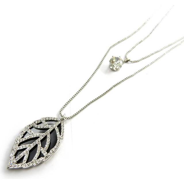 Les Trésors De Lily [N3078] - Designer Necklace 'Gold Leaf' black white silver black