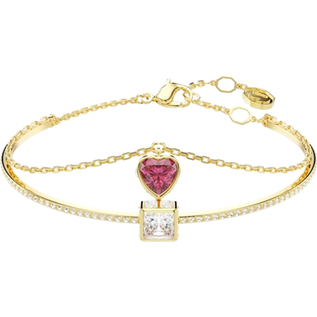 Swarovski Chroma armring, hjärta, röd, guldfärgad