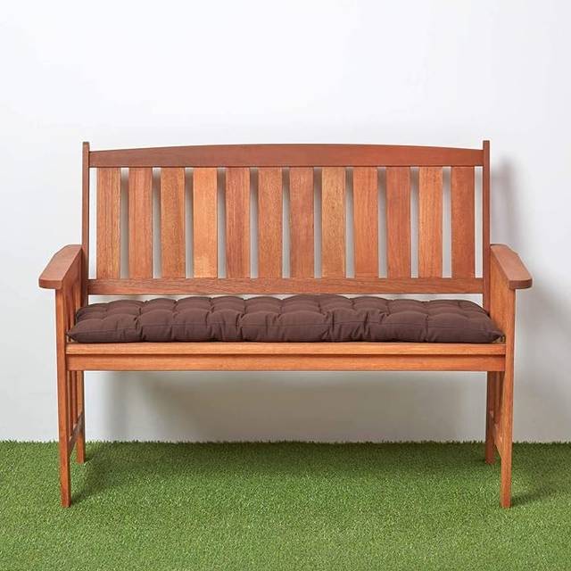 Homescapes Luxury 100% Cotton 2 Seater Bench Cushion, 108 x 42 cm, Chocolate Brown, For Garden & Dining, Machine Washable, Padded, OEKO-TEX Certified