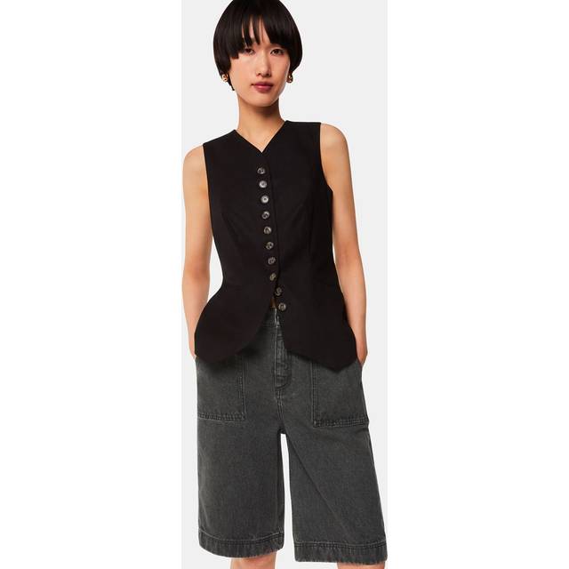 Black Raya Longline Denim Short (34)