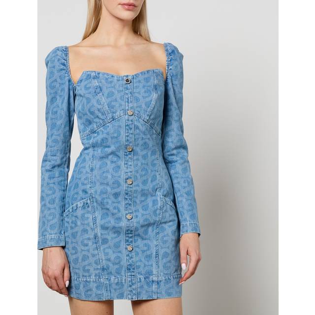 Stine Goya Kitty Logo Denim Mini Dress - S - Blue